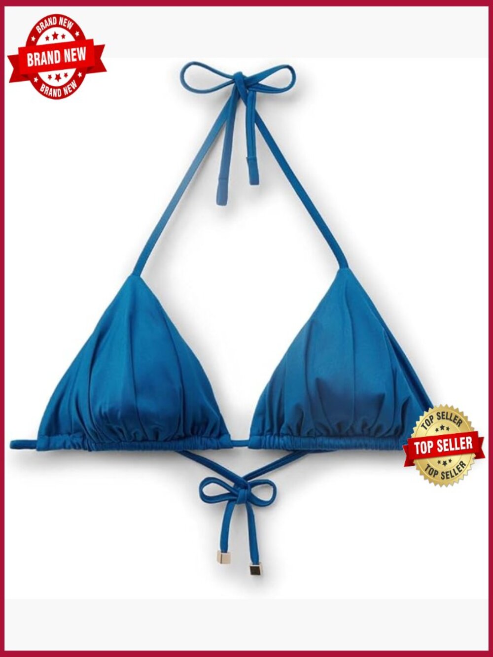 Removable Padding Triangle Swimsuit Top Shiny Satin Bikini Top